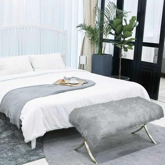 Soft Faux Fur Rug Indoor Fluffy Area Rugs Rectangle Floor Mat 2 x 5ft Gray - Picture 6 of 6